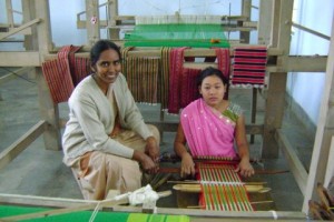 Sr.Deepika with woman at loom