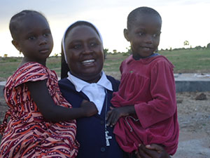 Sister Mary Magdalene with Massai children in Tanzania